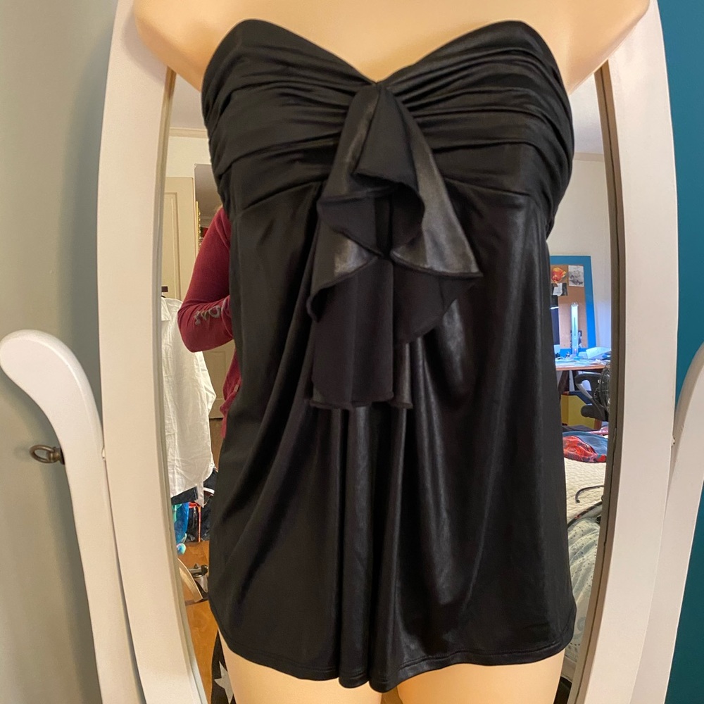 BCBG Strapless leather like top